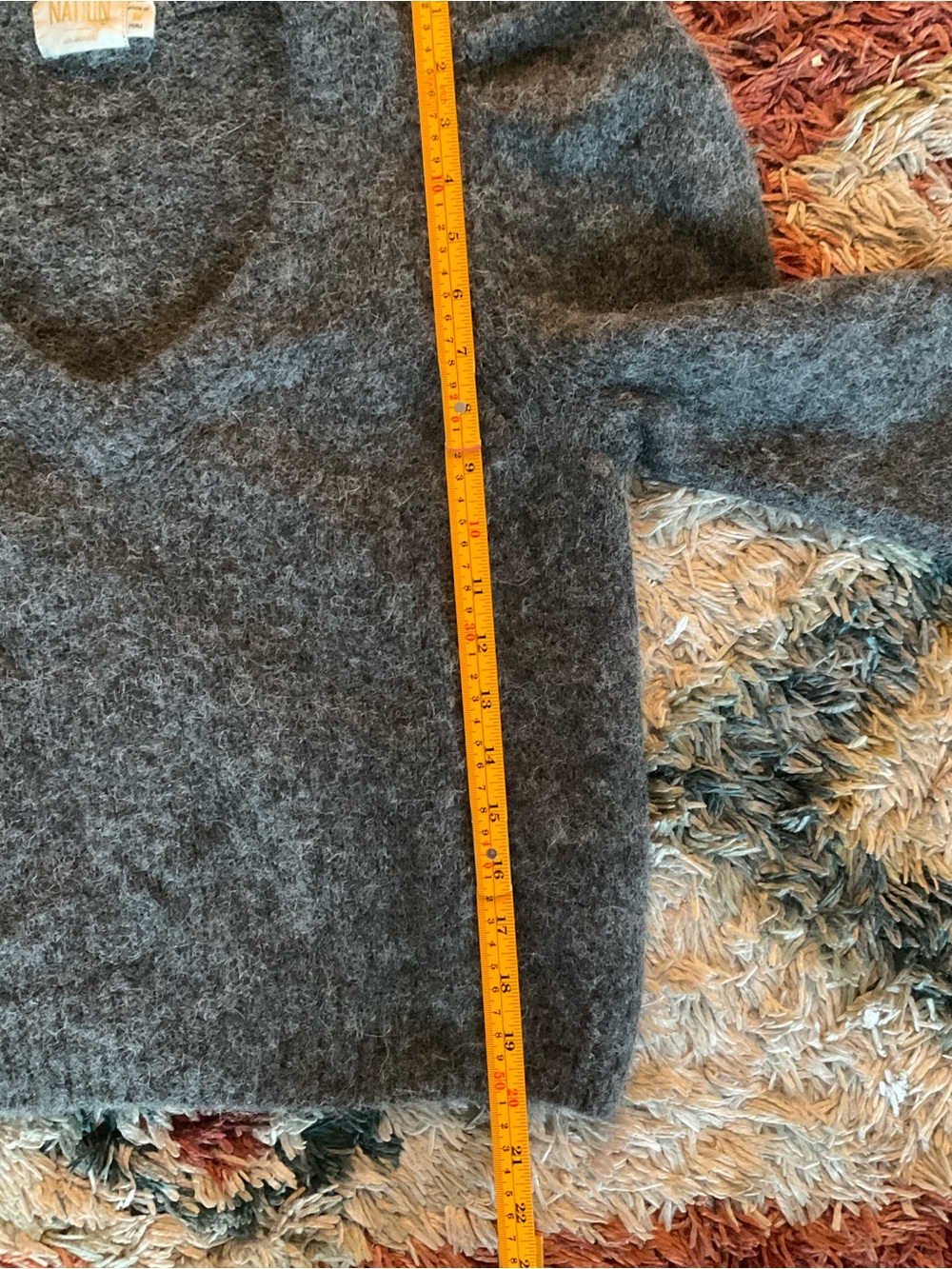🦙Nation LTD Lara Puff Shoulder V-Neck Baby Alpaca Wool Sweater Medium Gray - Picture 7 of 7